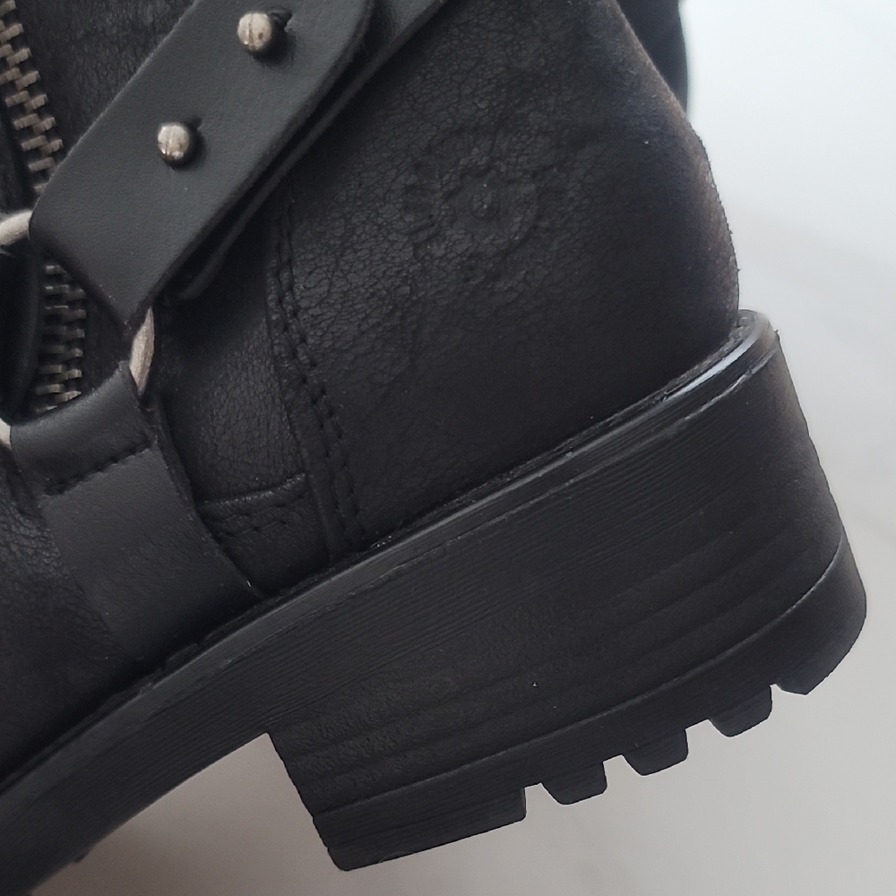 BULLBOXER 9 Black Casual Grunge Indie Y2K EUC Moto Combat Chunky Heel Ankle Boot - Picture 14 of 15
